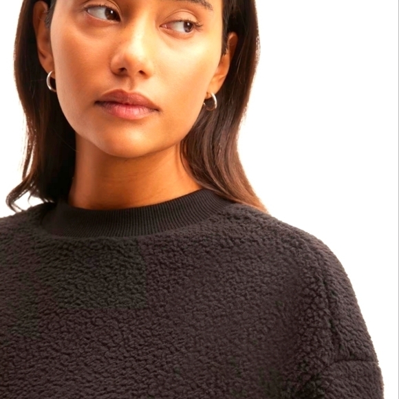 Everlane the renew fleece oversized crew sweatshirt black small NWT - Picture 4 of 10
